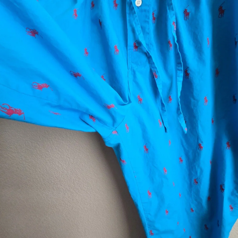 Polo Ralph Lauren Mens Pajama Pants Blue Red Pony Logo Sleepwear Medium